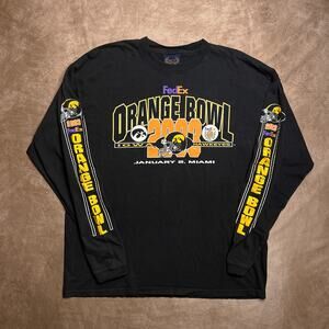 Vintage Y2K Iowa Hawkeyes Orange Bowl Long Sleeve T-Shirt Football 2003 NCC Gold